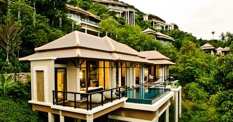 With grandiose villas sitting atop a forested hill, boasting impressive terraces, living rooms, gardens and even private pools, Banyan Tree Samui provides a perfect getaway for anyone looking to indulge and escape from the stresses of everyday life. The resort, located on a private beach, decked out in traditional elements of Thai architecture and accents, overlooks the sweeping Lamai Bay to make you feel like you’ve found your own personal oasis.  Address: 99/9 Moo 4, Maret, Lamai Beach, Koh Samui, Surat Thani 84310 Thailand  Photo: Banyan Tree Samui