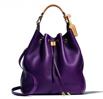 Coach dark purple leather floral shoulder bag – My Girlfriend's Wardrobe LLC