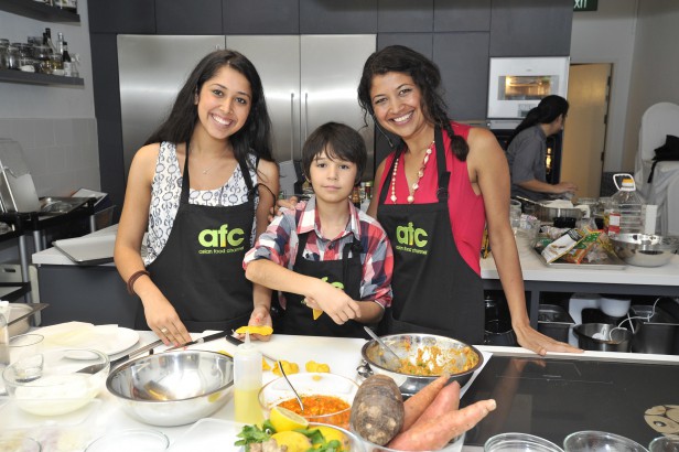 Chef Bal Arneson with daughter Anoop and son Aaron