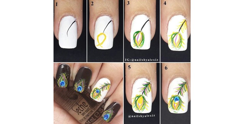 peacock feather nail art tutorial