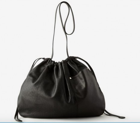 Clare Vivier Drawstring Tote Bag Leather Black Women'S With Logo Plate