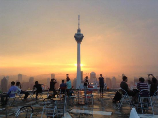 Enjoy the sunset on a helipad